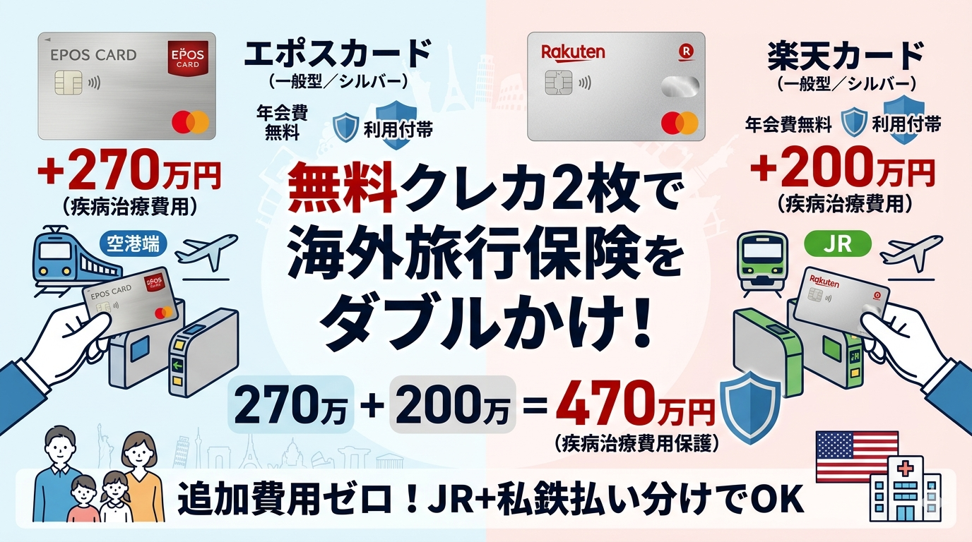 エポスカードと楽天カードで海外旅行保険無料
